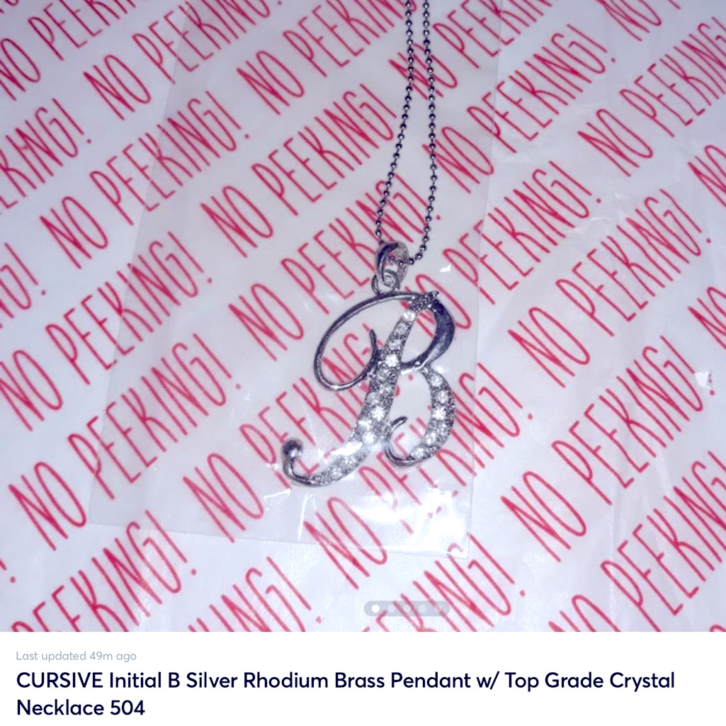 Cursive Initial B Silver Rhodium Brass Pendant WTop Grade Crystal Necklace 904 15$